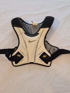 Nike White and Black Lacrosse Chest Protector  Pad Liner with Gold Logo Detail